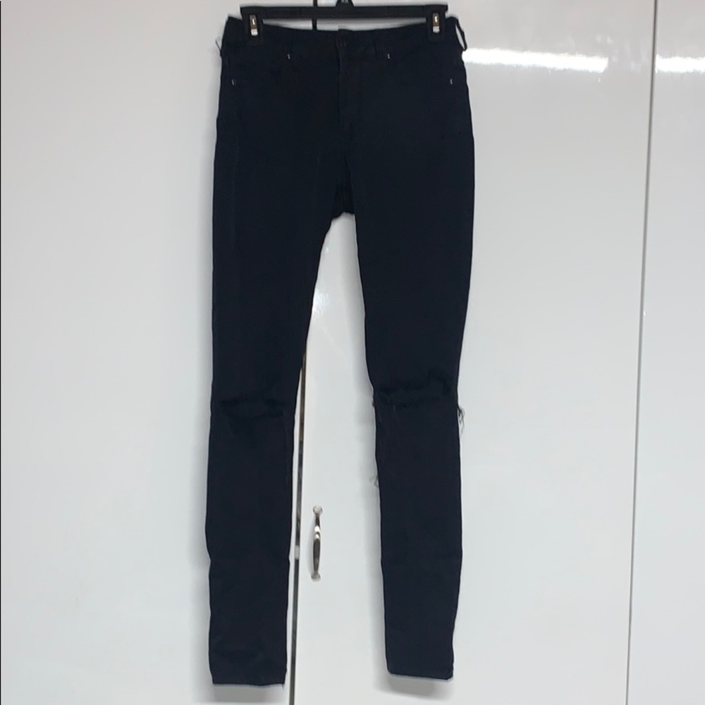 High Wasted Black Skinny Jeans w/ Rips